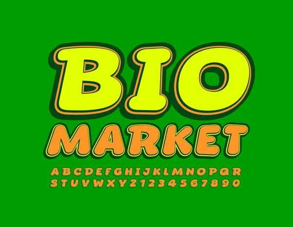 Logotipo Colorido Vetorial Bio Market Com Fonte Elegante Letras Números —  Vetores de Stock