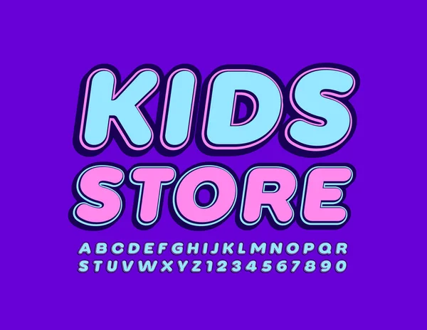 Wektor Modny Lodo Kids Store Niebieski Violet Nowoczesny Font Jasne — Wektor stockowy