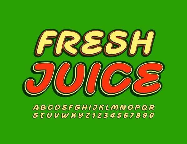 Vector Kávézó Bár Étterem Sablon Fresh Juice Retro Stílusú Font — Stock Vector