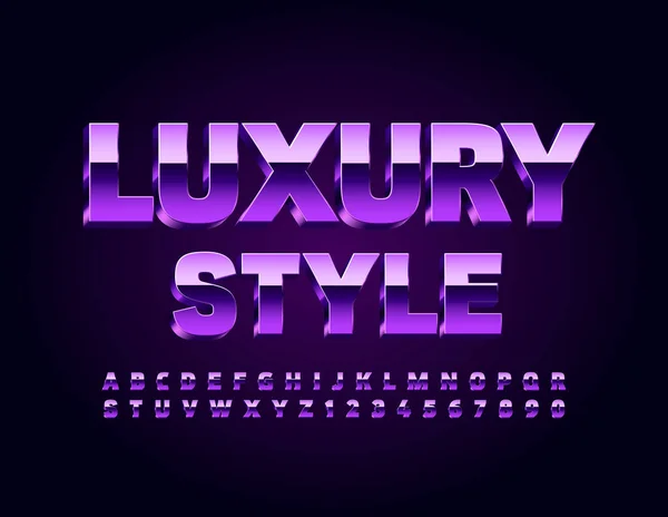 Vector Luxury Style Violet Font Lila Fém Ábécé Glossy Betűk — Stock Vector