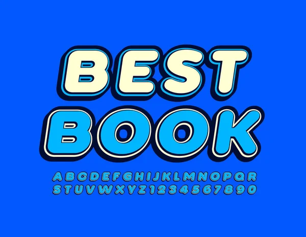 ベクトルプレミアムサインベストブック ブルーのトレンディーなフォント 創造的なアルファベット文字と数字セット — ストックベクタ