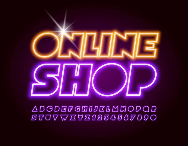 Vector Helder Teken Online Shop Abstracte Neon Lettertype Creatief Elektrisch — Stockvector