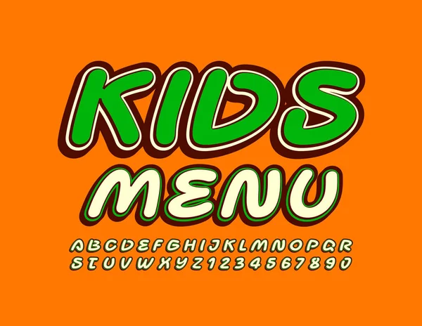 Plantilla Moda Vectorial Kids Menu Escrito Mano Retro Font Letras — Vector de stock