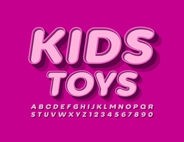 Vektor Rózsaszín Logó Kids Toys Trendy Betűtípus Retro Stílusú Ábécé — Stock Vector