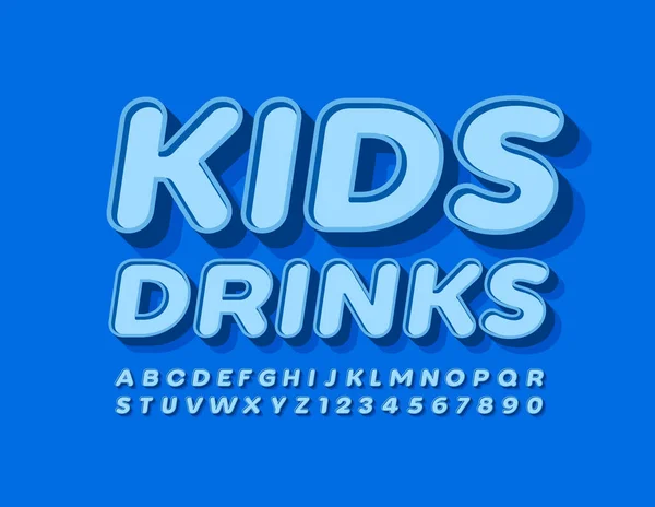 Vector Trendiges Logo Kids Drink Blaue Schrift Buchstaben Und Zahlen — Stockvektor