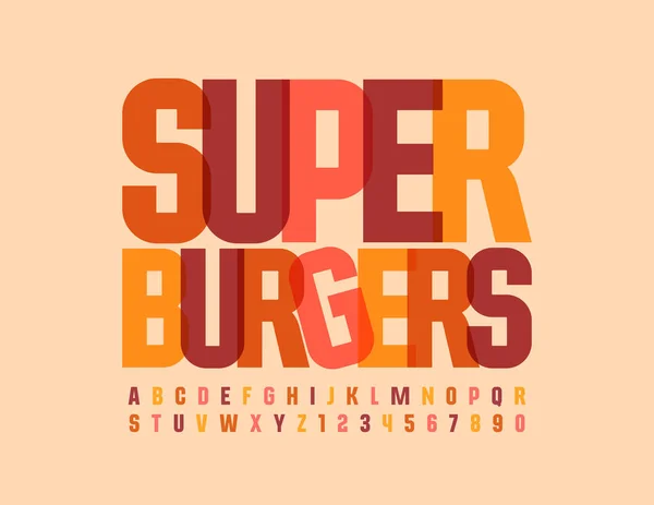 Vector Modernes Logo Super Burger Helle Trendige Buchstaben Und Zahlen — Stockvektor
