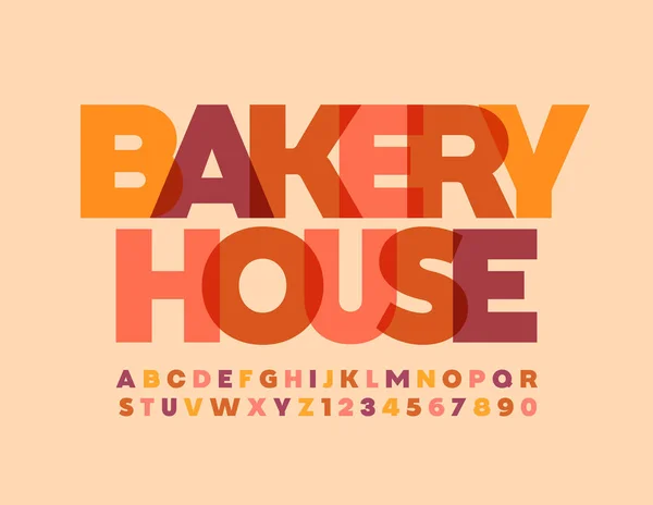 Vector Logotipo Criativo Bakery House Fonte Moderna Aquarela Letras Números —  Vetores de Stock