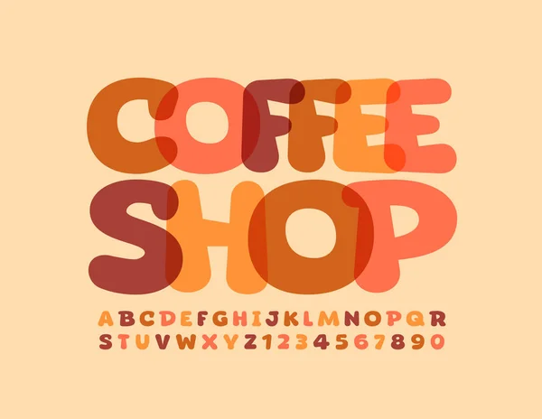 Vector Stilvolle Emblem Coffee Shop Helle Künstlerische Schrift Buchstaben Und — Stockvektor