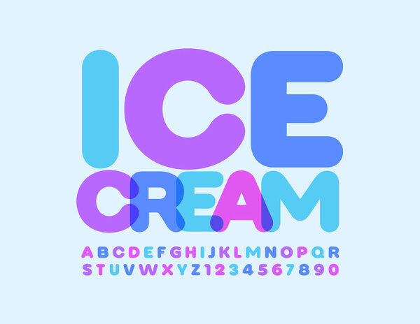 Векторный вкусный знак мороженого. Яркие дети Шрифт. Набор акварельных букв и цифр