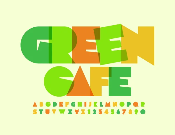 Векторный Бизнес Шаблон Green Cafe Творческий Акварельный Шрифт Абстрактные Буквы — стоковый вектор