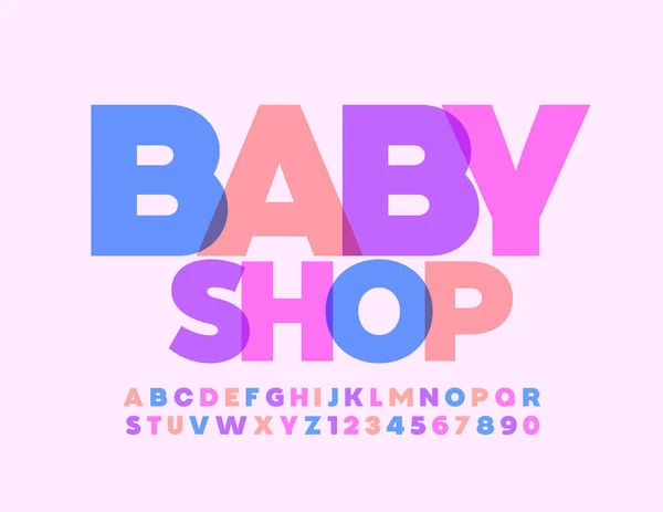 Vector Bonito Banner Baby Shop Com Colorido Moda Font Letras — Vetor de Stock