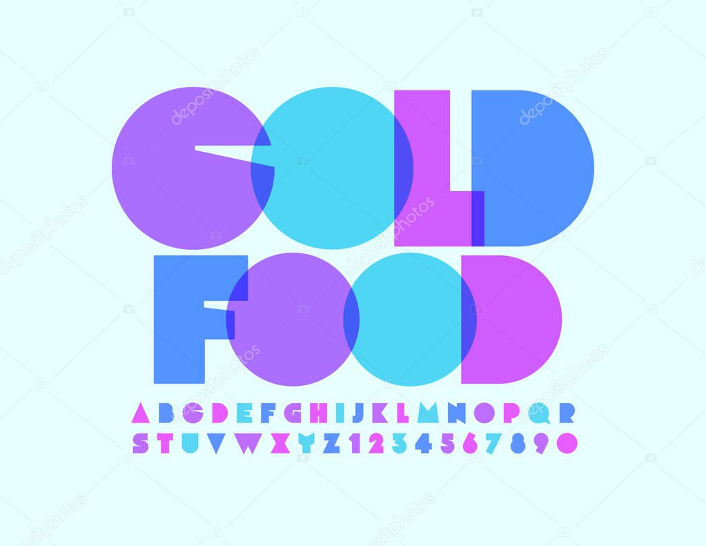 Vector creative sign Cold Food. Bright Abstract Font. Transparent Alphabet Letters and Numbers set