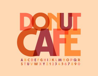 Vektör Lezzetli Donut Cafe. Yaratıcı klasik yazı tipi. Sanat deco stili Alfabe Harfleri ve Sayıları
