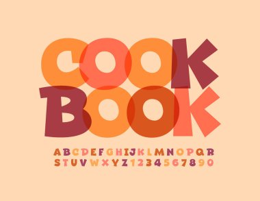 Vektör yaratıcı imza Cook Book. Şeffaf şakacı yazı tipi. Comic style Alfabe Harfleri ve Sayıları