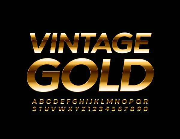 Vector Vintage Gold Glänzende Schrift Premium Klassisches Alphabet Luxus Retro — Stockvektor