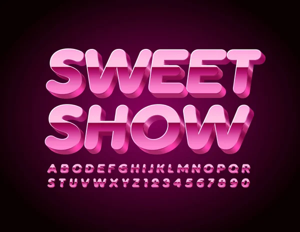 Vector Glamour Flyer Sweet Show Schrift Rosa Metallic Reflektierende Stilvolle — Stockvektor