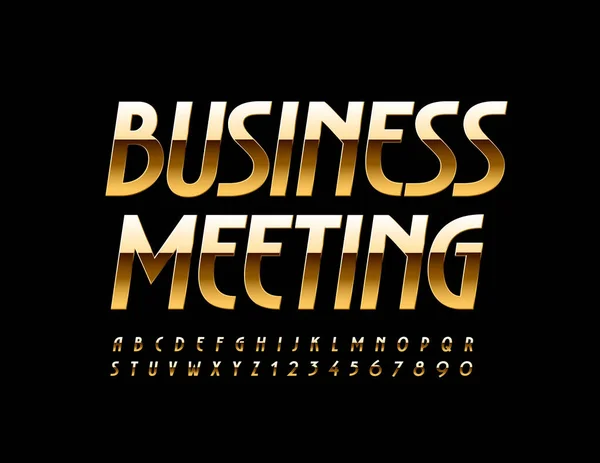 Vector Sinal Elegante Business Meeting Gold Modern Font Letras Números — Vetor de Stock