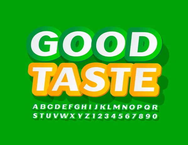 Vector Promo Emblem Good Taste Kreative Sticker Schrift Buchstaben Und — Stockvektor