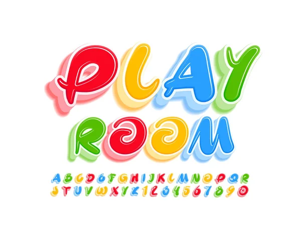 Vector Creativo Logo Play Room Fuente Artística Colorida Letras Números — Vector de stock