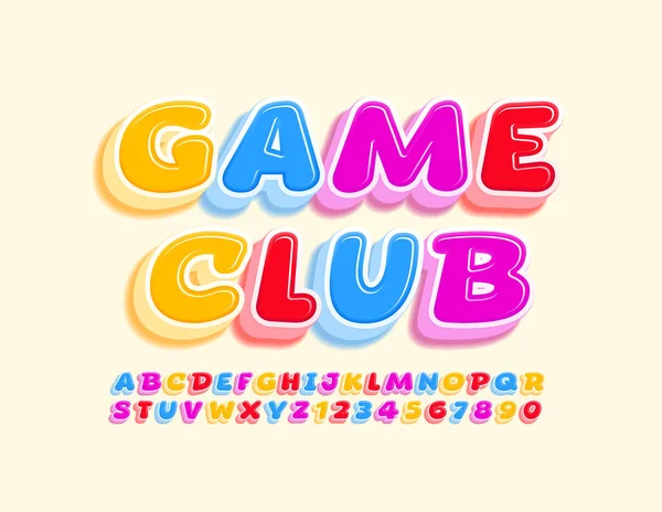 Vector Speelse Embleem Game Club Cartoon Stijl Font Kleurrijke Alfabet — Stockvector