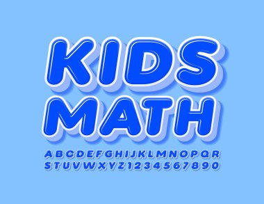 Vektör Eğitimi Matematik Çocukları amblemi. Mavi modern yazı tipi. Çocuk Harfleri ve Sayıları Alfabesi