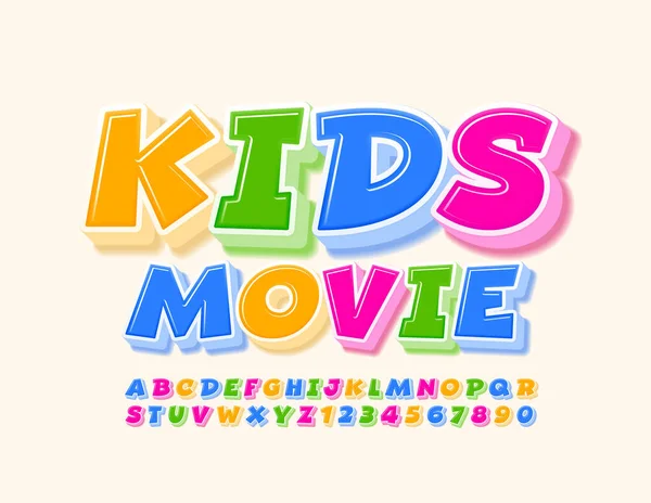 Векторный Креативный Логотип Kids Movie Мультфильм Яркий Шрифт Цветные Алфавитные — стоковый вектор