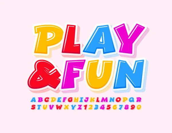 Vector Kinder Unterhaltungsvorlage Logo Play Fun Bunte Schrift Leuchtende Buchstaben — Stockvektor