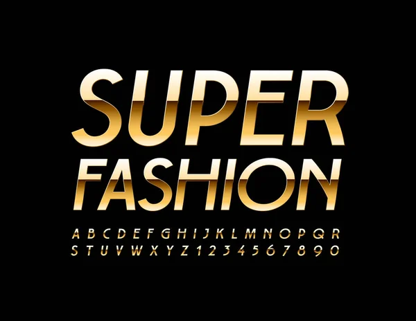 Vector Glamour Logo Super Fashion Mit Gold Elegant Font Glänzende — Stockvektor