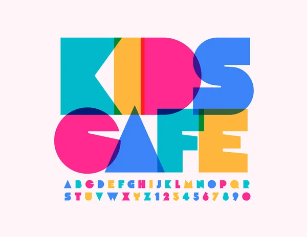 Logo Vectoriel Lumineux Kids Cafe Artistique Abstrait Police Alphabet Créatif — Image vectorielle