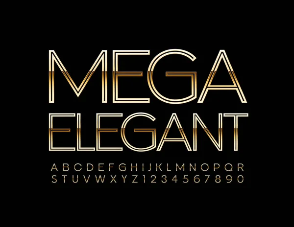 Vector Emblema Oro Mega Elegante Fuente Lujo Creativo Letras Números — Archivo Imágenes Vectoriales