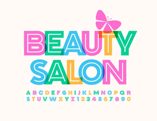 Signo Moda Vectorial Salón Belleza Con Mariposa Fuente Creativa Brillante — Archivo Imágenes Vectoriales