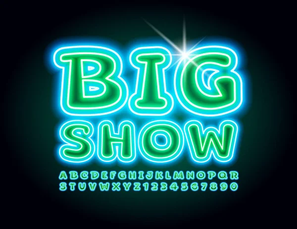 Vektor Fényes Poszter Big Show Neon Font Event Entertainment Ragyogó — Stock Vector