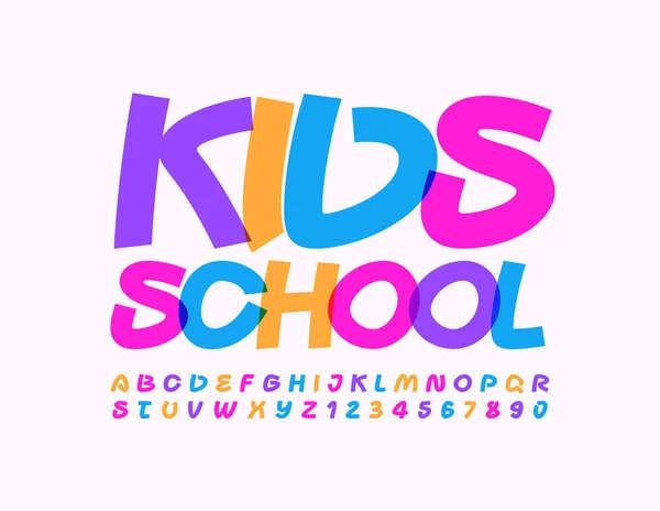 Vector Creatief Embleem Kids School Helder Handgeschreven Lettertype Kleurrijke Alfabetische — Stockvector