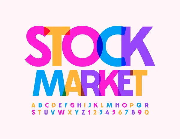 Векторный Бизнес Знак Фондового Рынка Красочный Современный Шрифт Яркие Алфавитные — стоковый вектор