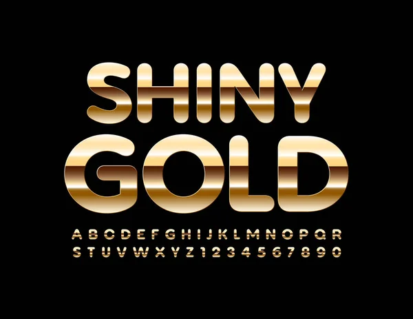 Vector Shiny Gold Alphabet Set Reflective Metallic Font Elite Premium — Stock Vector