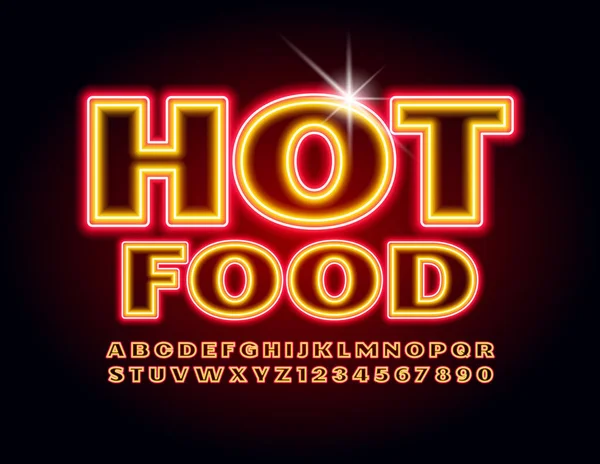 Vector Logo Hot Food Cafe Menu Restaurant Bright Neon Font — Stock Vector