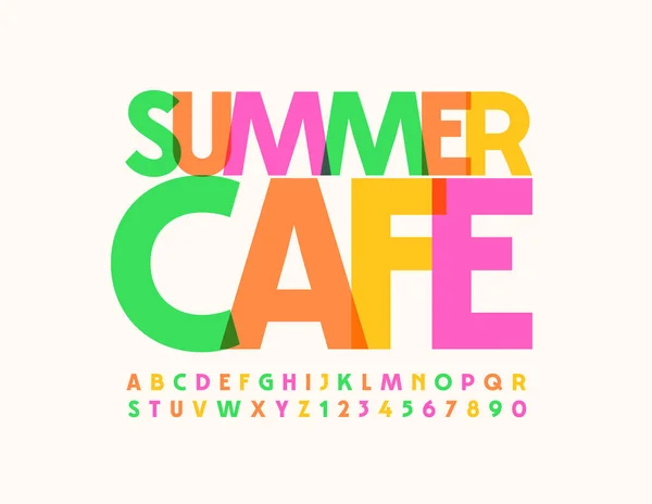 Vector Creatief Embleem Summer Cafe Kleurrijke Art Font Heldere Trendy — Stockvector
