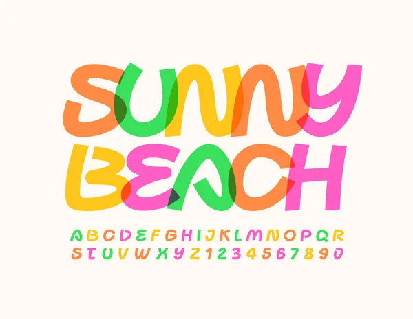 Vector Creatief Teken Sunny Beach Kleurrijk Handgeschreven Lettertype Heldere Artistieke — Stockvector