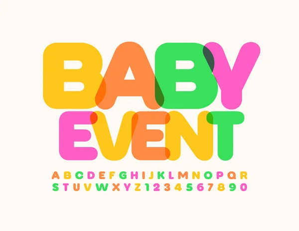 Διάνυσμα Πολύχρωμο Φυλλάδιο Baby Event Έξυπνη Παιδική Γραμματοσειρά Δημιουργικό Καλλιτεχνικό — Διανυσματικό Αρχείο