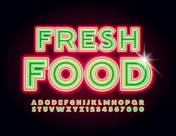 Emblema Del Negocio Vectorial Fresh Food Letras Números Brillantes Del — Archivo Imágenes Vectoriales