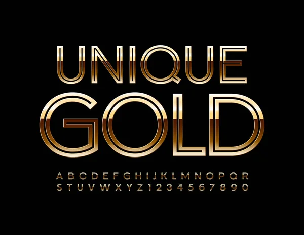 Conjunto Alfabeto Ouro Único Vetorial Creative Luxury Font Elite Brilhante — Vetor de Stock
