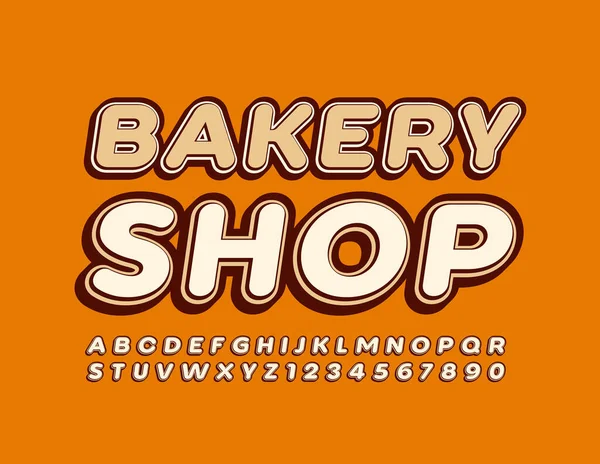 Vector Emblem Bäckerei Shop Schrift Retro Stil Satz Buchstaben Und — Stockvektor