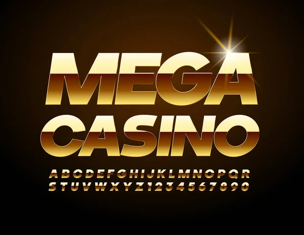 Vektorový Dekorativní Prapor Mega Casino Lesklé Elitní Písmo Lesklá Zlatá — Stockový vektor