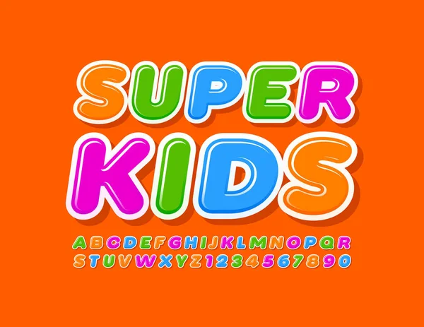 Векторний Барвистий Банер Super Kids Шрифт Дитячого Стилю Яскравий Творчий — стоковий вектор
