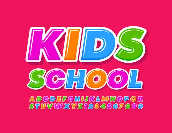 Vector Onderwijs Teken Kids School Helder Trendy Lettertype Kleurrijke Alfabetische — Stockvector