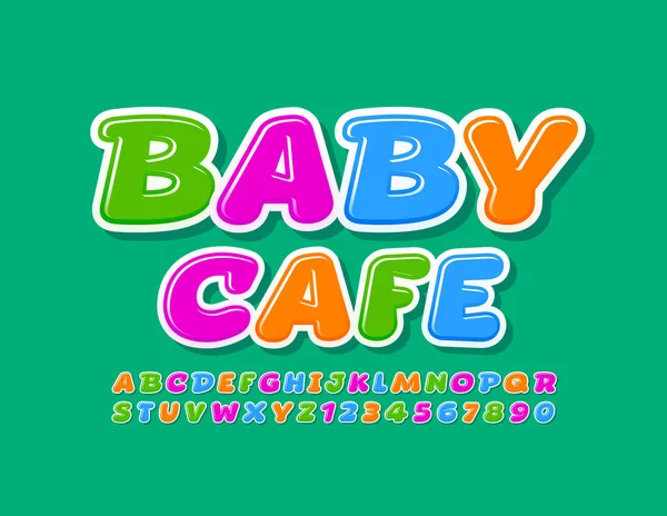 Διάνυσμα Πολύχρωμο Πανό Baby Cafe Φωτεινή Δημιουργική Γραμματοσειρά Σύνολο Παιγνιακών — Διανυσματικό Αρχείο