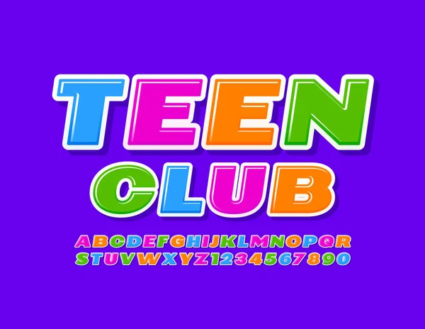 Vector Bright Banner Teen Club Modern Colorful Font Creative Alphabet — Stock Vector