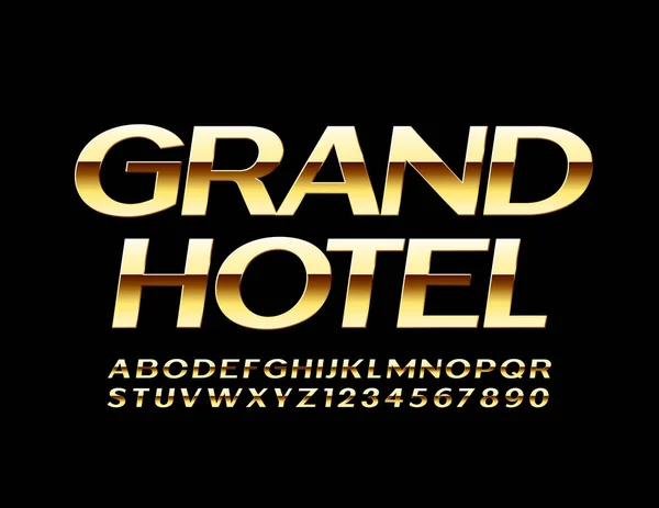 Vektor Elit Jel Grand Hotel Gold Premium Betűtípus Fényes Elegáns — Stock Vector