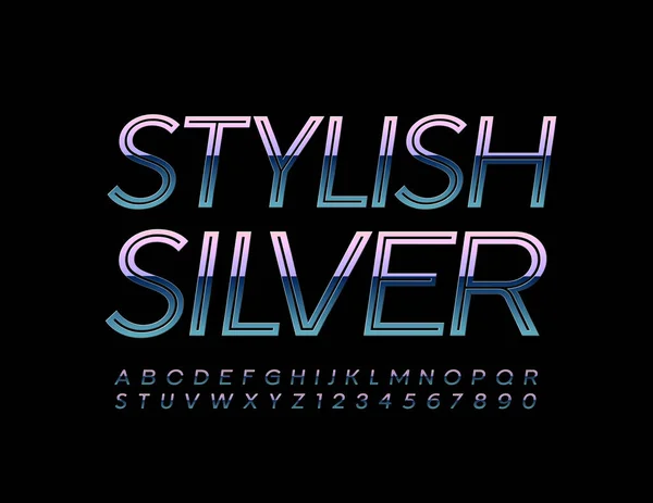 Vector Stylish Silver Alphabet Set Vorhanden Metallglänzende Schrift Kreativer Chromverlauf — Stockvektor