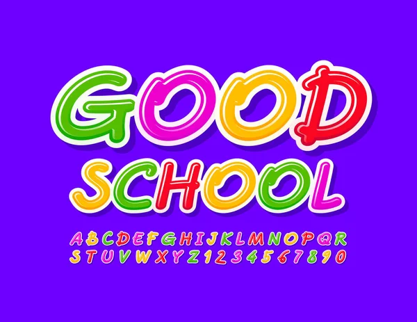 Vector Creatieve Banner Good School Kleurrijk Artistiek Lettertype Bright Alphabet — Stockvector